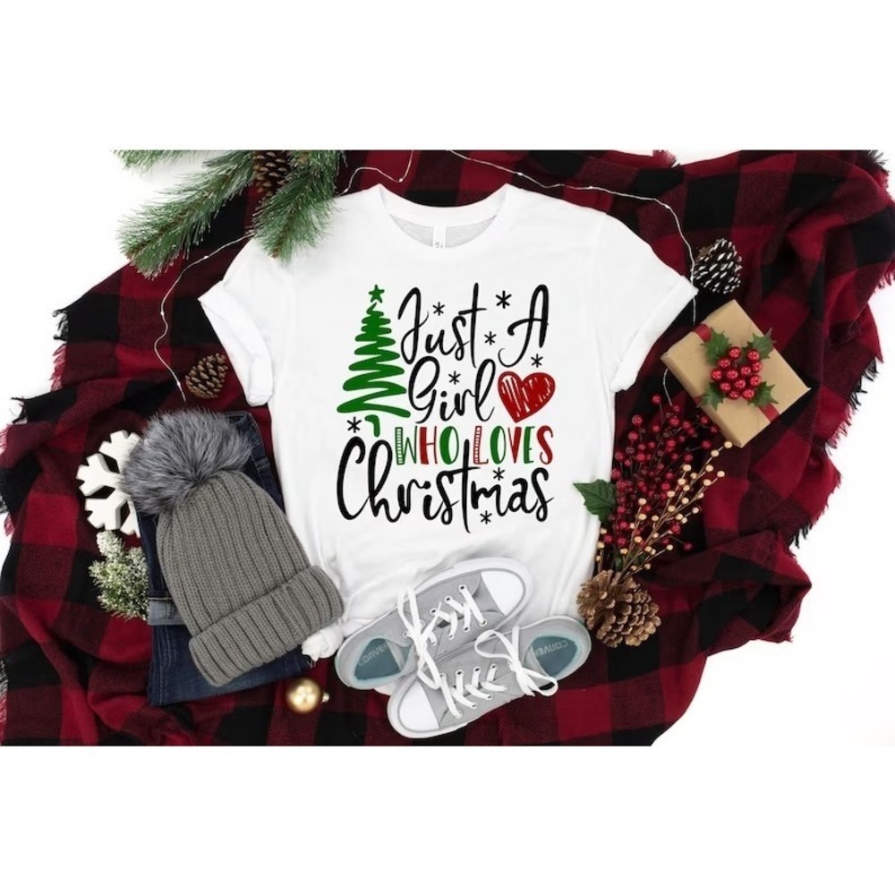 Just A Girl Who Loves Christmas Shirt, Christmas Shirt, Christmas Tree Shirt